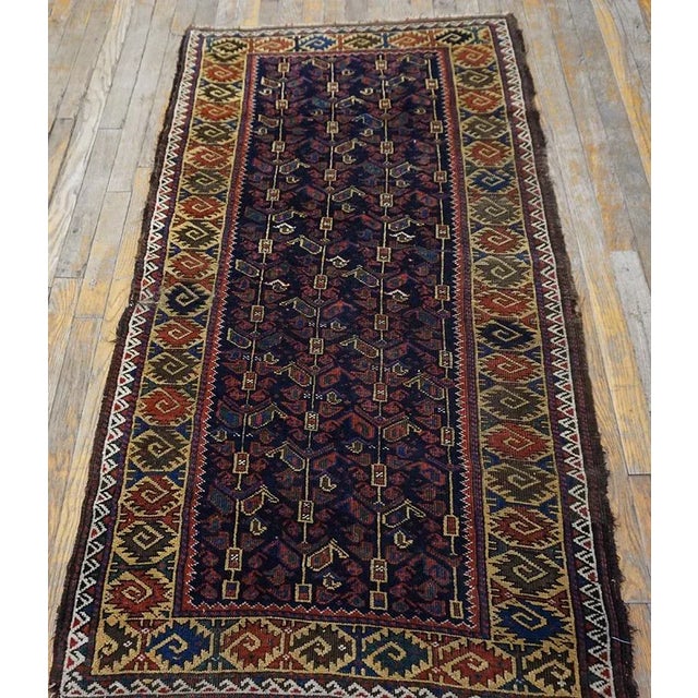 Late 19th Century Persian ( Arab ) Baluch Carpet ( 2'10" x 5'2" - 86 x 157 ) Antique Hand Knotted Pile Wool Allover...