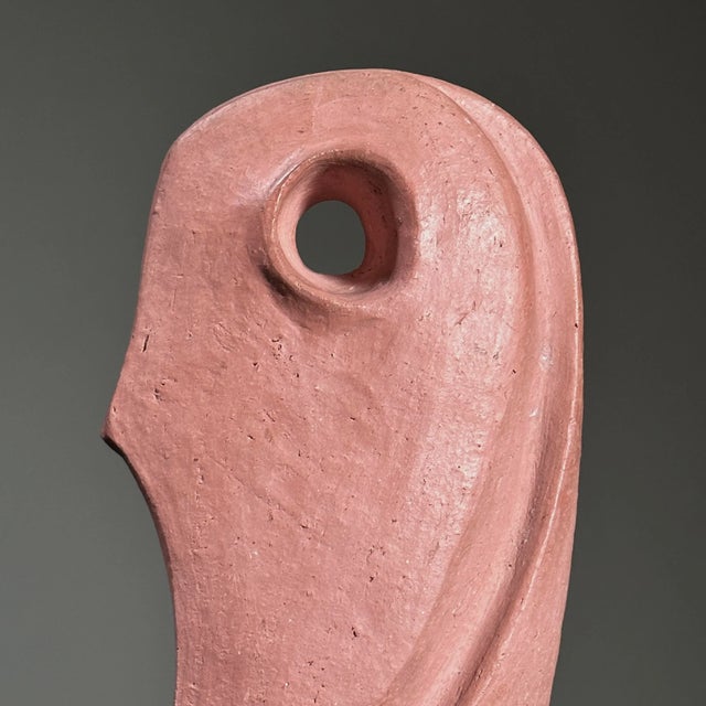 Wood Vintage Modernist Terracotta Biomorphic Sculpture in Wood Block Base For Sale - Image 7 of 8