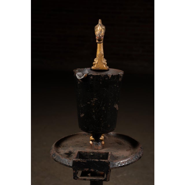 Metal Early 20th Century Scroll Art Gilt Dragon Figural Floor Ashtray Stand For Sale - Image 7 of 10
