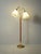 Scandinavian lamp from the 1950s/1960s in brass and teak, with a double adjustable "gooseneck" arm, original fabric...