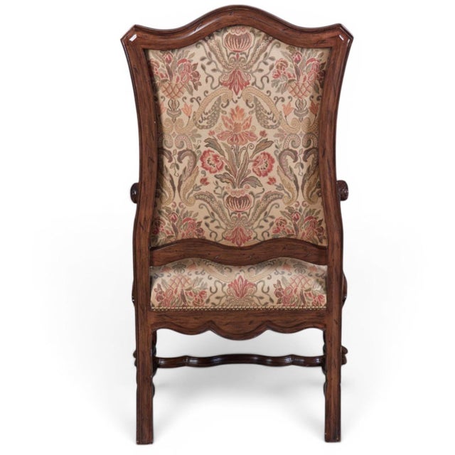 Michael Taylor Panache for Michael Taylor Louis XIV Style Walnut Arm Chair - 1 of 2 For Sale - Image 4 of 5