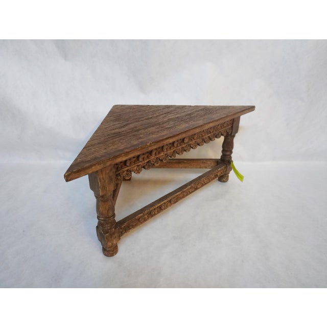 Low Beautifully Carved Wood Corner Table For Sale In Los Angeles - Image 6 of 16