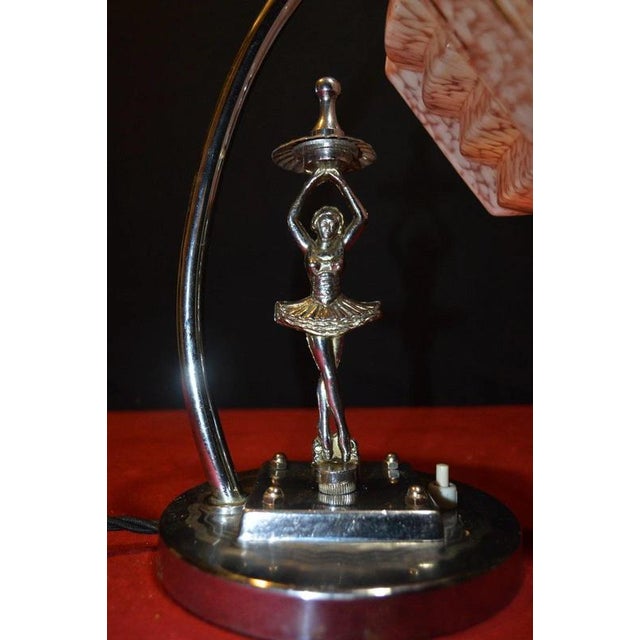 Art Deco Italian Figural Dancer Table Lamp with Art Glass Shade, 1930s For Sale - Image 14 of 18