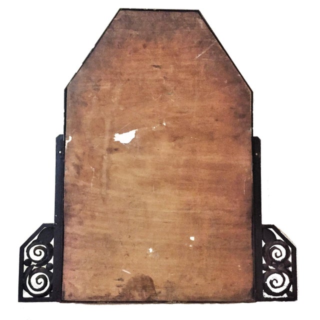 Art Deco Wrought Iron Wall Mirror, signed A. Valentin, circa 1920s For Sale - Image 4 of 5
