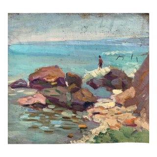 Original Seascape Oil Painting, Ukrainian Artist, 1960s 31-35 For Sale