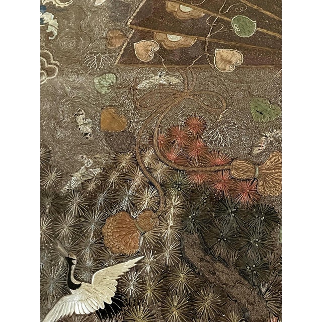 Art Deco Japanese Silk Embroidery Tapestry Meiji Period For Sale - Image 3 of 18