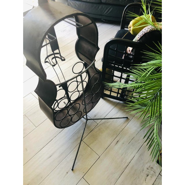 Hollywood Regency Art Deco Cello Custom Wrought Iron Bar For Sale - Image 4 of 11