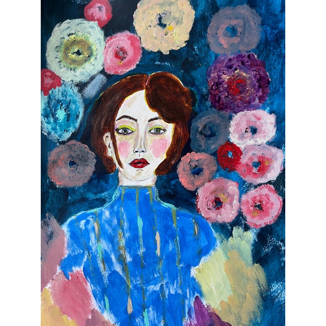 About this item: 10”x13” original acrylic painting on fine art paper. Title: Scarlett A contemporary abstract painting of...