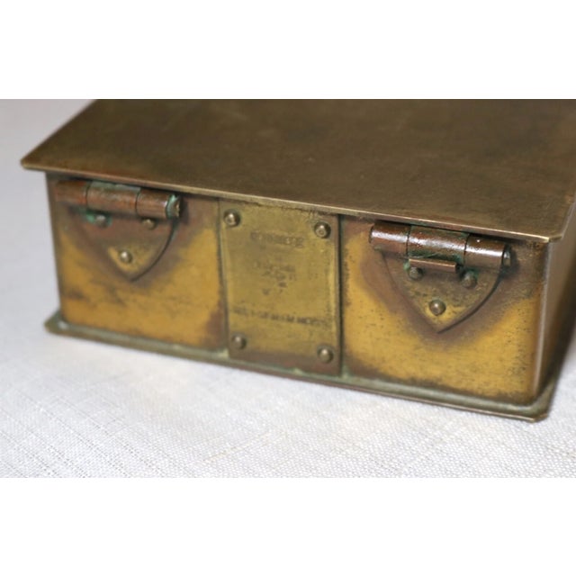 1800's Antique Berkshire Crafts Brass Marriage Invitation Printing Plate Box For Sale - Image 4 of 12