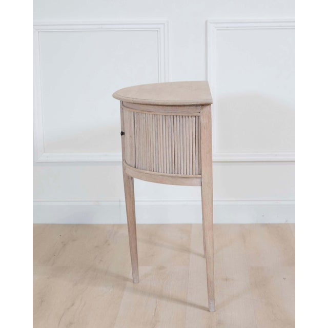 Wood Dutch 20th Century Bleached Oak Demi-Lune Console Table with Tambour Door For Sale - Image 7 of 9