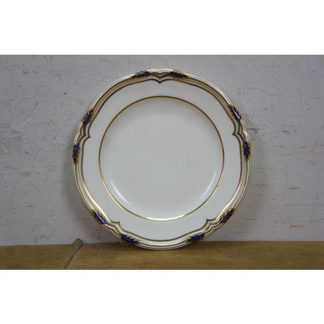 Ceramic Antique Mintons England Buccleuch Cobalt Blue Leaf Dinner Salad Bread Plates - Set of 16 For Sale - Image 7 of 10