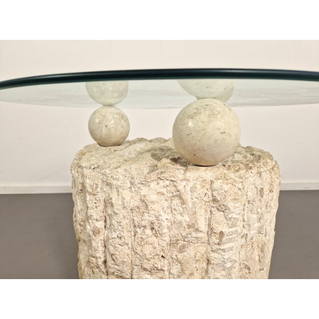 Fossil Stone Coffee Table attributed to Magnussen Ponte, 1980s For Sale - Image 11 of 12