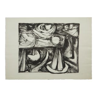 Mid Century Block Print #9 Revised Edition Unknown Artist 1958 on Watercolor Paper For Sale