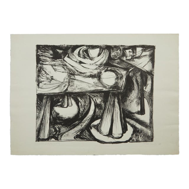 Mid Century Block Print #9 Revised Edition Unknown Artist 1958 on Watercolor Paper For Sale