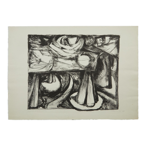 Mid Century Block Print #9 Revised Edition Unknown Artist 1958 on Watercolor Paper