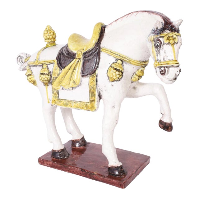 Glazed Terra Cotta Prancing Horse For Sale