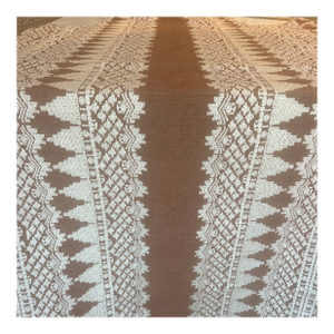Schumacher Wentworth Caramel Brown Embroidery Linen Fabric- 2 Yards