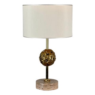 Sculptural Travertine Table Lamp attributed to Angelo Brotto for Esperia, Italy, 1970s For Sale
