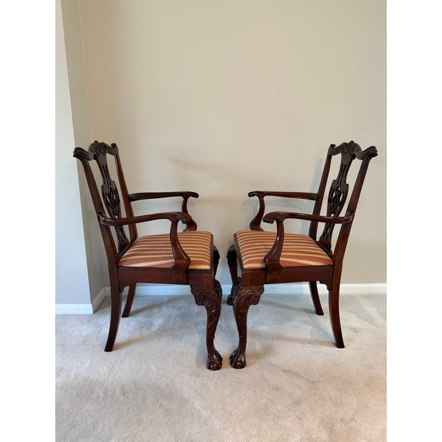 Late 20th Century English Traditional Chippendale Mahogany Armchairs - A Pair For Sale - Image 9 of 18