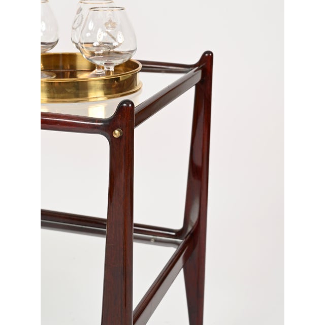 Large Wood and Brass Mod. 58 Bar Cart, Italy, 1952 For Sale - Image 16 of 18