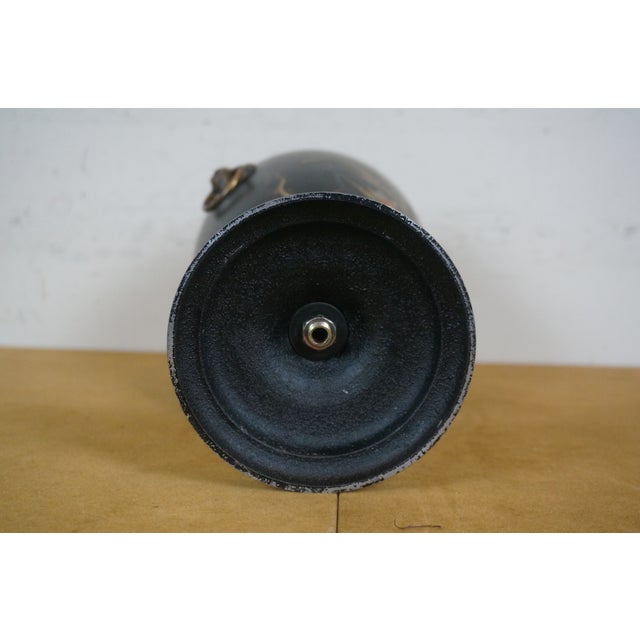 Vintage Black Toleware Floral Lions Head Chestnut Trophy Mantel Urn For Sale - Image 9 of 12