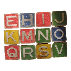 1940s Vintage Wooden Alphabet Blocks- Set of 12