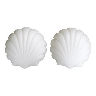 Pair of Art Deco Style Frosted Glass Seashell Sconces For Sale