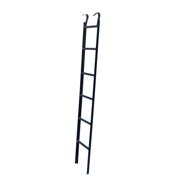 Pair Black Metal Ladder Shape Display Towel Rack Wall Panel For Sale - Image 4 of 6