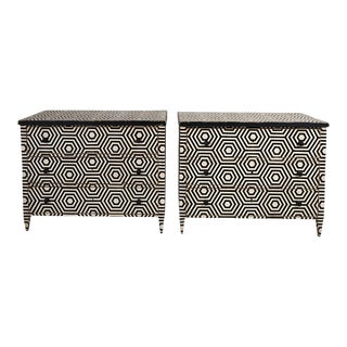 18th Century Schumacher French Painted Dressers with 1950s Black & White Geometric Design - A Pair For Sale