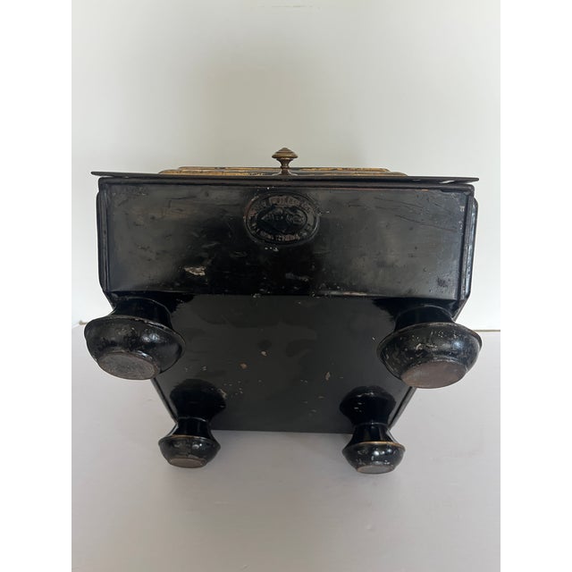 Metal Highest Quality Victorian Aesthetic Japanned Metal Complete Coal Scuttle Box, Purdonium Original Shovel Marked H.Loveridge & Co. The Edinburgh C1880 For Sale - Image 7 of 14