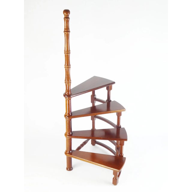 Large Mid-Century Victorian Style Spiral Bookcase Ladder in Oak For Sale - Image 10 of 10