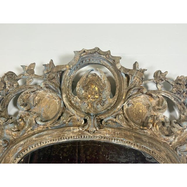 Late 18th Century Pair of Monumental Italian Baroque Giltwood Mirrors-18th Century For Sale - Image 5 of 16