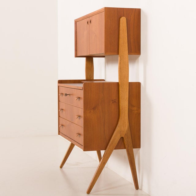 Danish Teak Secretaire with Hidden Vanity attributed to Poul Volther, 1960s For Sale - Image 10 of 18