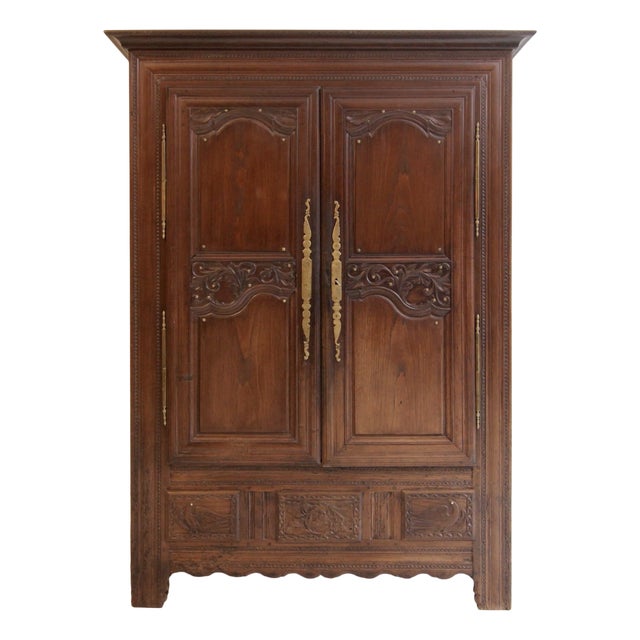19th Century French Provincial Breton Folk-Art Armoire For Sale