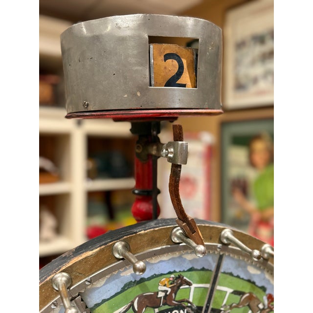 Rare 1920s Horse Racing Gaming Wheel by Evans & Co Chicago For Sale - Image 4 of 14