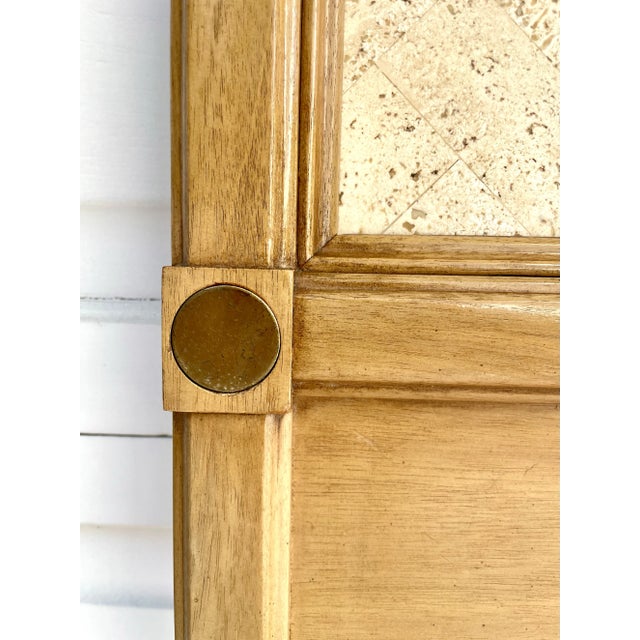 Mid 20th Century Mid-Century Modern King Headboard With Tessellated Travertine Stone Inserts For Sale - Image 5 of 9