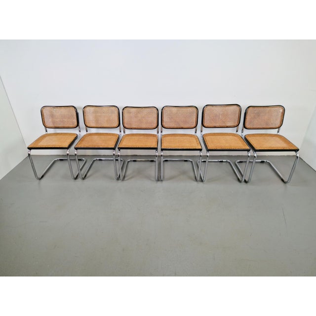 Cesca Chairs by Marcel Breuer for Knoll, Italy, 1970s, Set of 6, in Very Good conditions. Designed 1960 to 1969 This piece...