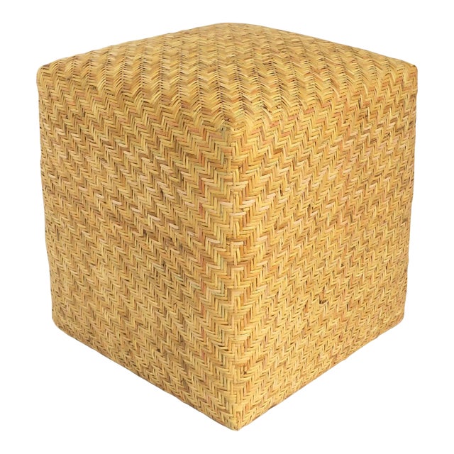 Wicker Pedestal Stool Ottoman For Sale