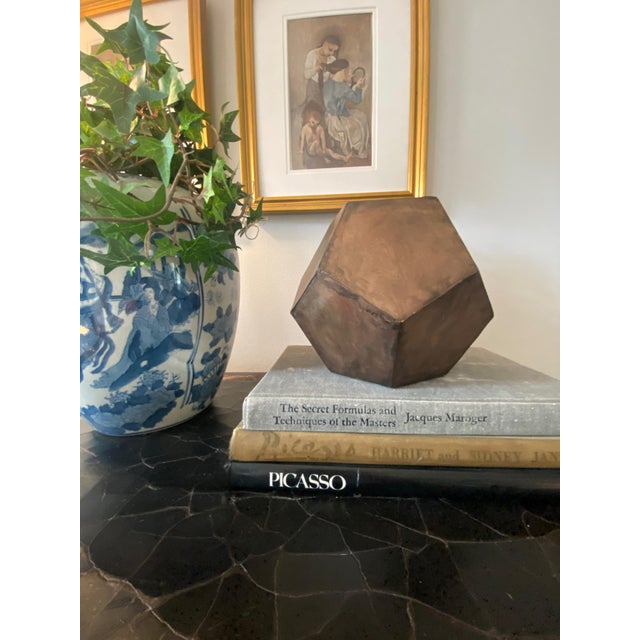 Sculptural Object Vintage Aged Hexagonal Orb (Aged Copper) For Sale - Image 4 of 5