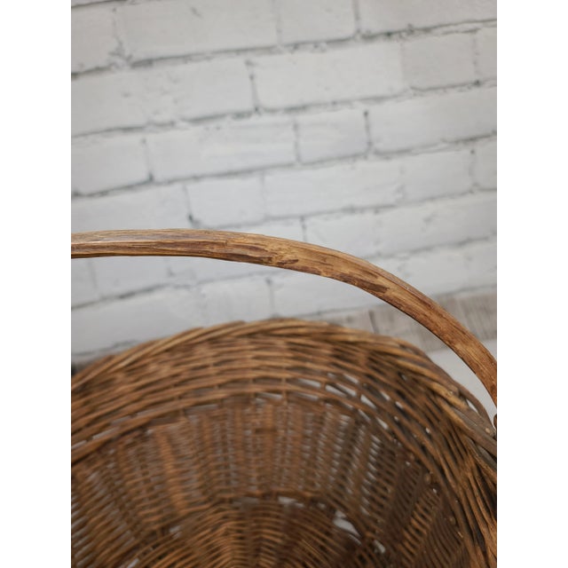 Vintage Hand Made Wicker Basket Bentwood Handle For Sale - Image 12 of 12