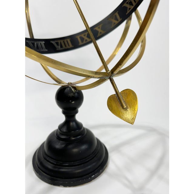 Metal Large Vintage Brass and Black Metal Armillary For Sale - Image 7 of 8