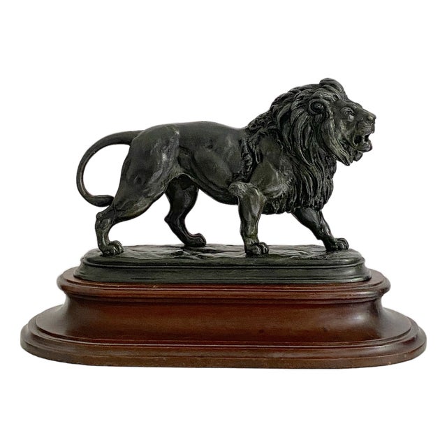 Delabrierre, Sculpture of a Walking Lion, 1800s, Bronze For Sale