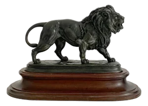 Delabrierre, Sculpture of a Walking Lion, 1800s, Bronze