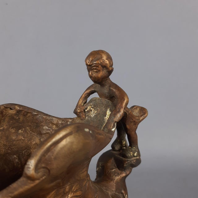 Antique Art Nouveau Bronze Jug Vase with Sculptural Putti in Relief, 1890s For Sale - Image 11 of 13