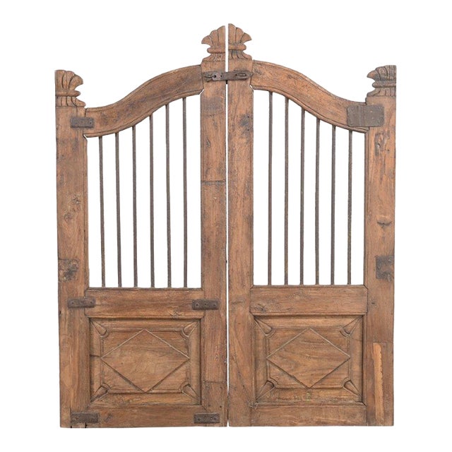 Vintage Indian Teakwood Garden Gate or “Dog Door” For Sale