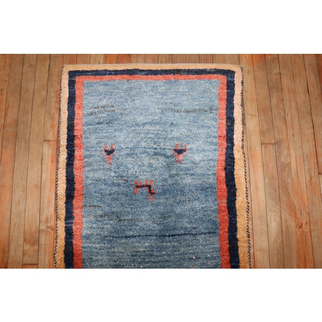 Late 20th Century Blue Persian Gabbeh, 2'5'' X 4'8'' For Sale - Image 4 of 10