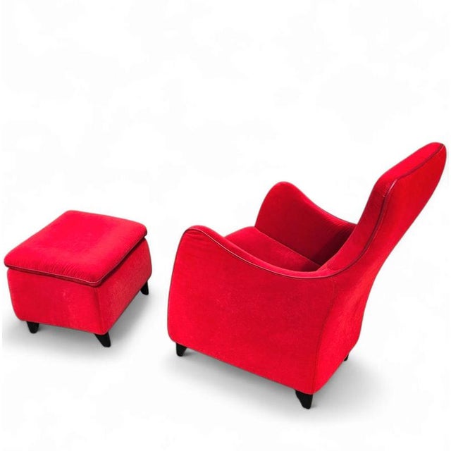 Set of Senta Armchair and Ottoman in Red Velvet by Gerard van den Berg for Wittmann For Sale - Image 9 of 18