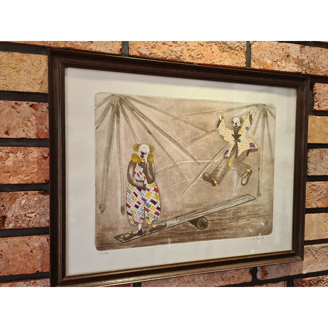1980s Emil Pelz, Clowns at the Circus Emil Pelz, 1988, Etching and Aquatint For Sale - Image 5 of 12