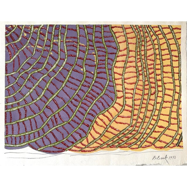 Purple Barbara Beck 1993 Abstract Painting on Paper - Signed/Dated/Unframed For Sale - Image 8 of 11