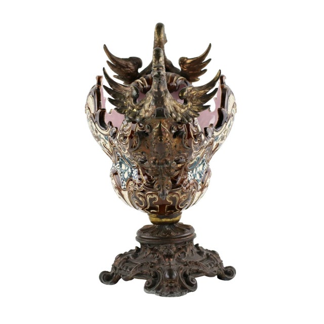 Majolica Jardinière with Griffins For Sale - Image 3 of 7